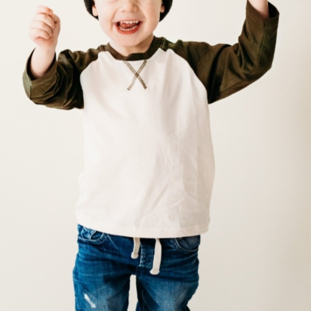 Green Raglan Baseball Tee